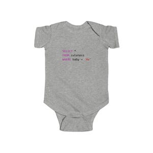 SQL Baby | Funny Baby Onesie | SQL Cuteness Query Bodysuit | Data Analyst Data Engineers | Gift for Programmer Parents | Nerdy Baby Clothes Heather