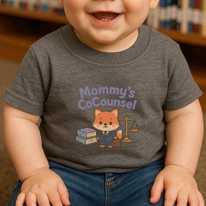 Funny Lawyer Gift Mommy's CoCounsel Boy Fox Lawyer T-shirt Present for Toddler Attorney Gift Baby Shirt for Babies Funny Bodysuit