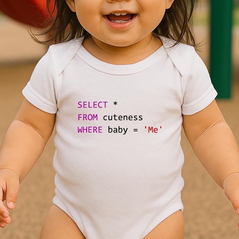 SQL Baby | Funny Baby Onesie | SQL Cuteness Query Bodysuit | Data Analyst Data Engineers | Gift for Programmer Parents | Nerdy Baby Clothes image 1