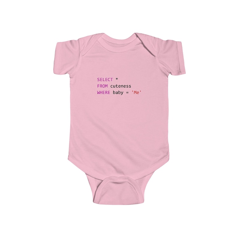 SQL Baby | Funny Baby Onesie | SQL Cuteness Query Bodysuit | Data Analyst Data Engineers | Gift for Programmer Parents | Nerdy Baby Clothes Pink