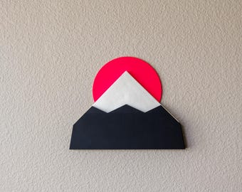Mt. Fuji Hario V60 Wall Mounted Filter Holder | 01 02 03 Filter Size | Classic Rising Sun Fuji Design | Minimalist Coffee Bar Accessory