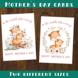 Mother's Day Card with Cute Fox Design | Printable Card in 5x6 and 4x6 in Sizes | Instant Download for Mom Gift | Digital Greeting, fox
