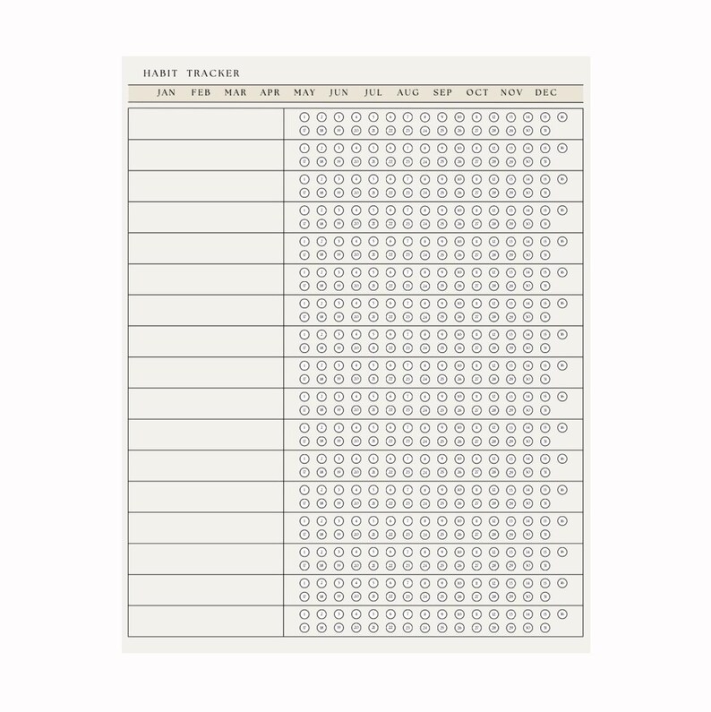 Minimalist Habit Tracker | Printable PDF (7 Colors) W/ B&W Editable ...
