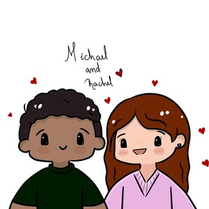 Valentines Day gift, Digital Custom chibi Portrait, Cute Cartoon Anime Caricature, Pet Family Portrait, Personalized Anniversary Wedding