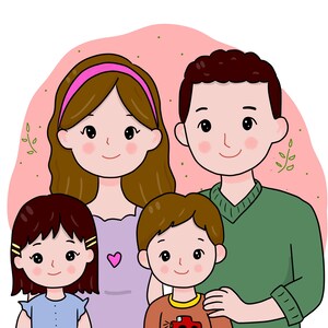 Valentines Day gift, Digital Custom chibi Portrait, Cute Cartoon Anime Caricature, Pet Family Portrait, Personalized Anniversary Wedding