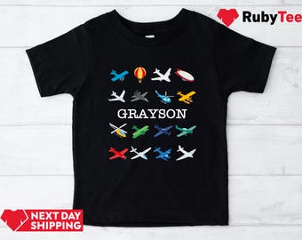 Custom Fighter Jet Toddler Shirt, Personalized Airplane Collage Tee for Kids, Fighter Jet and Military Plane Sweatshirt, Plane Tee for Kids