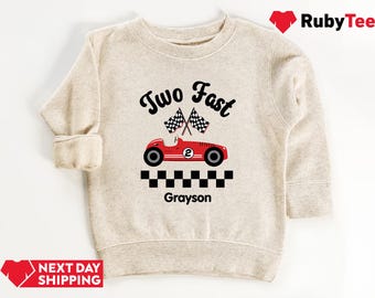 Custom Race Car Shirt, Two fast Race Car Shirt, Racecar Birthday Shirt, Birthday Boy Shirt, Racecar Birthday Party Shirt, Toddler Boy Shirt