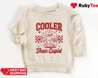 Cooler Than Cupid Valentines SweatShirt, Valentine Sweatshirt, Retro Valentines Shirt, Kid Valentines Day Gift, Boy Valentines Gift, Cute