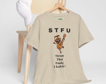 STFU Ukulele T-Shirt - Lustiges Musik-Wortspiel, Softstyle-Baumwolle