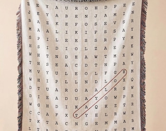 Personalized Word Search Blanket Custom Woven Throw Blanket for Dad Grandpa or Family Gift