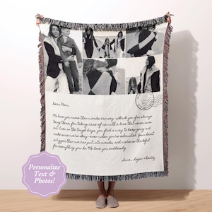 Manta con carta de amor para mamá, regalo personalizado para el Día de la Madre, regalo para el esposo o la esposa, regalo de aniversario de bodas, manta de algodón, regalo de Navidad.
