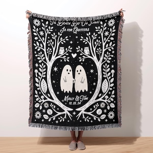 Ghost Couple &#39;Till Death Do Us Part&#39; Blanket Funny Personalized Wedding Anniversary Gift Spooky Couples Gift Goth Engagement Present