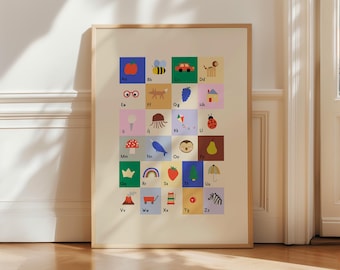 ABC Alphabet Poster, Kids Nursery Wall Art (Digital Download)