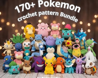 170+ Pokemon-inspired Crochet Pattern Bundle PDF – Mega Amigurumi Pack, Pikachu,dragonite, Eevee, Gengar, Squirtle & More, English Patterns