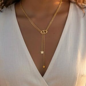 Collier maille marine étoile long - Acier Inoxydable doré ou argent - Collier Y - Collier cravate - Collier femme - Collier étoile