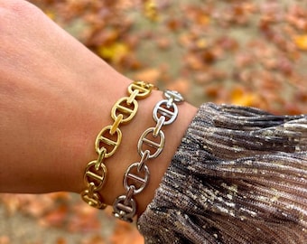 Roestvrijstalen ankerarmband - Marinekettingarmband - Trendy armband - Damesarmband - Gouden of zilveren armband