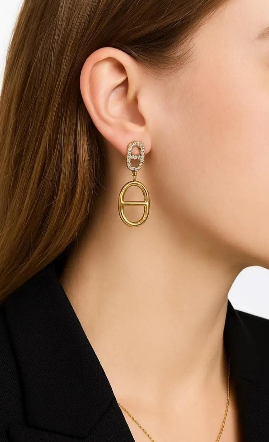Orecchini a cerchio ovali grandi vintage leggeri in argento degli anni '90 - Italia