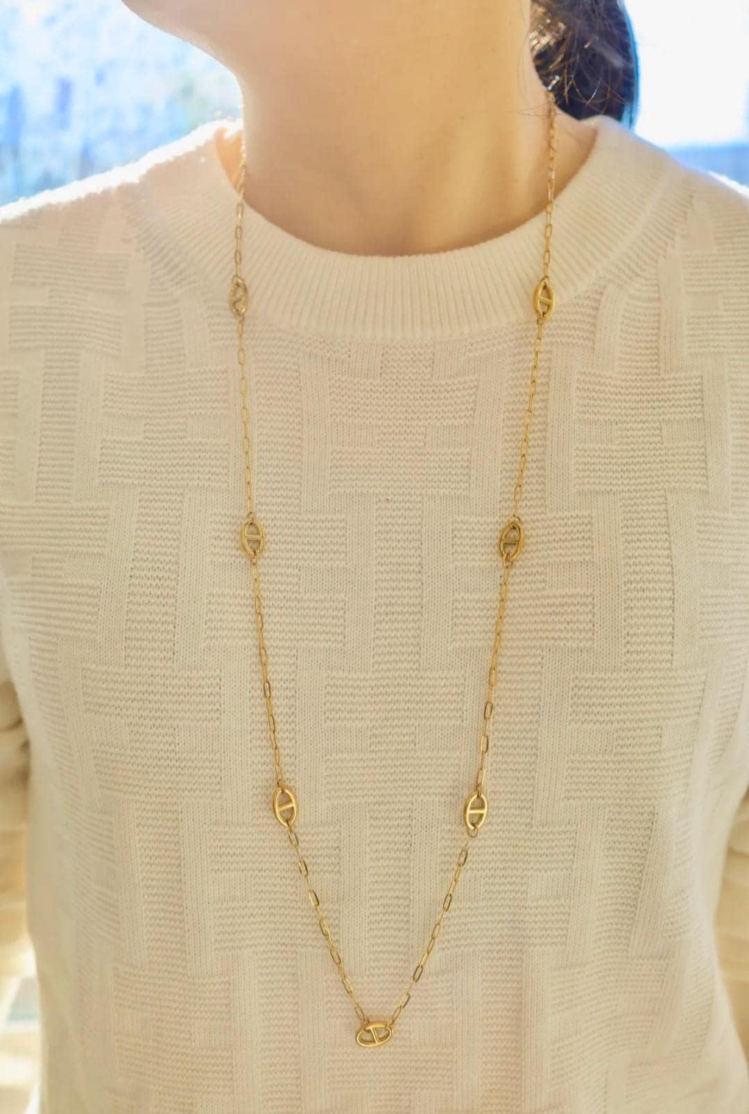 Collier Sautoir Maille Marine En Acier Inox Argenté - Longueur 80 Cm, Chaîne D'ancre, Neuf étiqueté