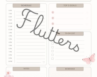 Printable Daily Planner Instant Download Butterflies and Flowers