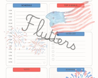Printable Daily Planner Instant Download Patriotic