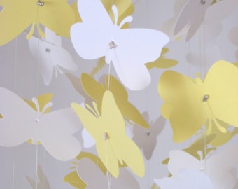 Butterfly Nursery Mobile Yellow and White