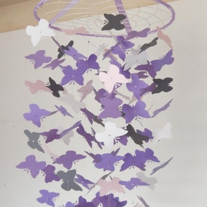 Lavender Butterfly Nursery Mobile: Handmade Baby Room Decor image 2