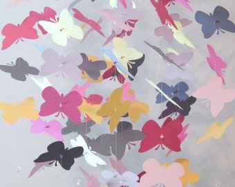 Pink Gray and Yellow Butterfly Nursery Mobile Baby Girl Mobile