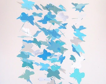 Butterfly Mobile, blue and white