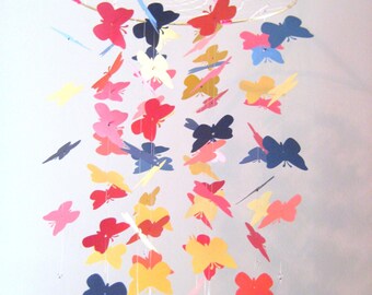 Butterfly Nursery Mobile in Pink, Coral, Yellow & Blue