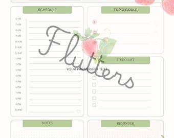 Printable Daily Planner Instant Download Strawberry