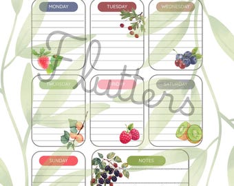 Printable Weekly Planner Instant Download Summer Fruit
