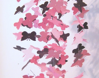 Pink and Brown Butterfly Nursery Mobile