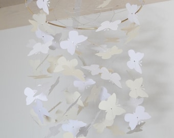 White and Ivory butterfly mobile Baby Girl Mobile