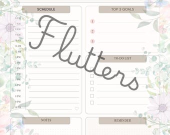 Printable Daily Planner Instant Download Flower Border