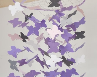 Lavender Butterfly Nursery Mobile: Handmade Baby Room Decor