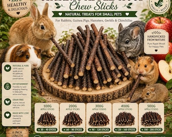 Organic Apple Wood Chew Sticks for Small Pets