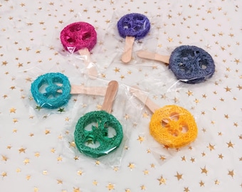 Lecca-lecca di luffa da masticare, arricchimento per piccoli animali, infuso di frutta e verdura