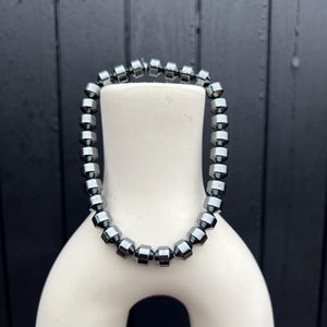 Natural Hematite Bracelet, Handmade, Black Color