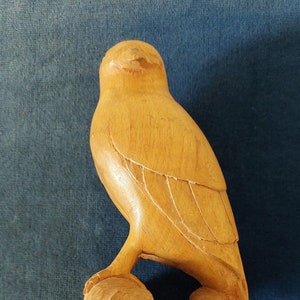 Carved Wood Bird on Branch Sculpture