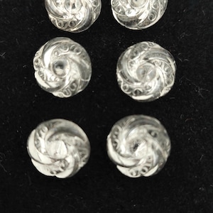 Botón de cristal transparente con diseño en espiral (n.º 00341)*Juego de 6*
