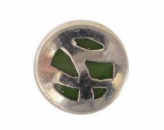 Art Deco Chrome Small Green button (no.00328)*Available in Quantity*