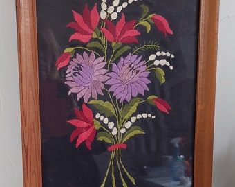 Hungarian Floral Framed Embroidery Picture