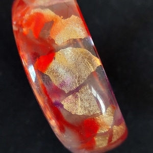 Gold Leaf And Red Chunky Lucite Bangle