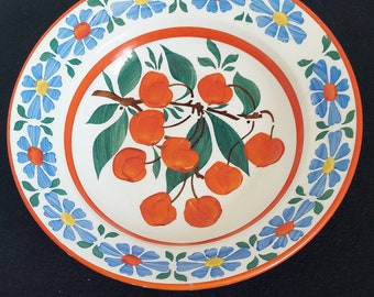 Cherry Branch Spongeware Handpainted Hungarian Wall Plate