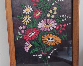 Hungarian Floral Framed Embroidery Picture