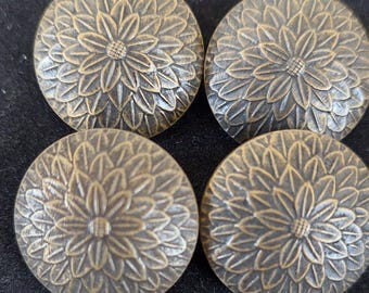Bronze japanische Chrysantheme Set mit 4 gewölbten Knöpfen