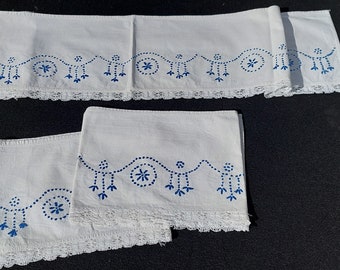 Secessionist Style (1900's) Hand Embroidered Lace Shelf Trims Set of 3