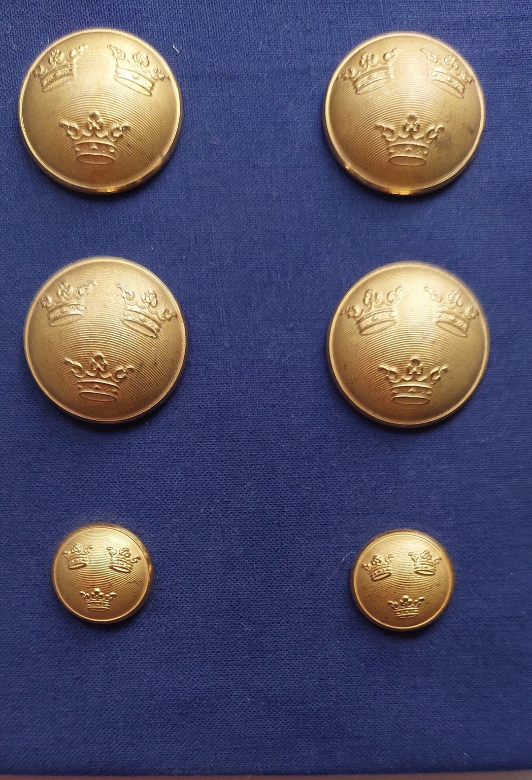 Set of 6 Swedish Crown Domed Brass Blazer Buttons Etsy