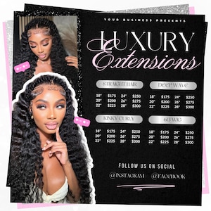 Hair Pricing Flyer - Hair Price List Template - Hair Service Pricing Flyer - Hair Booking Flyer - Salon Price List - Editable Canva Template