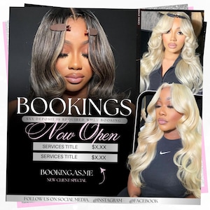 Hair Booking Flyer - Booking Flyer Template - Hair Flyer - Beauty Flyer - Salon Flyer - Editable Canva - Lash Flyer Template - MUA - Nails